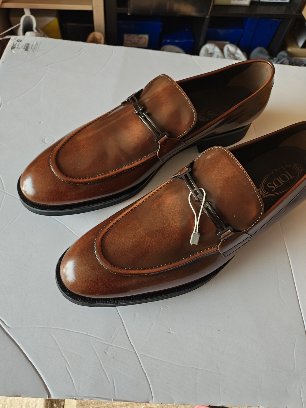 Tod's Cognac Leather Bit Loafers 13 NEW IN BOX - Picture 2 of 15